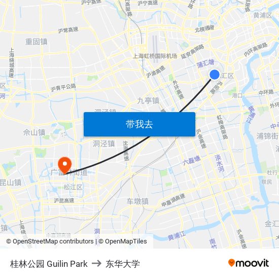 桂林公园 Guilin Park to 东华大学 map