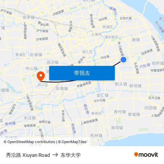 秀沿路 Xiuyan Road to 东华大学 map