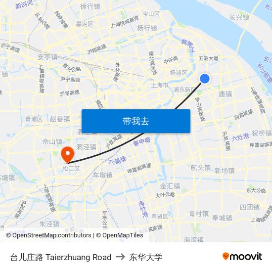 台儿庄路 Taierzhuang Road to 东华大学 map