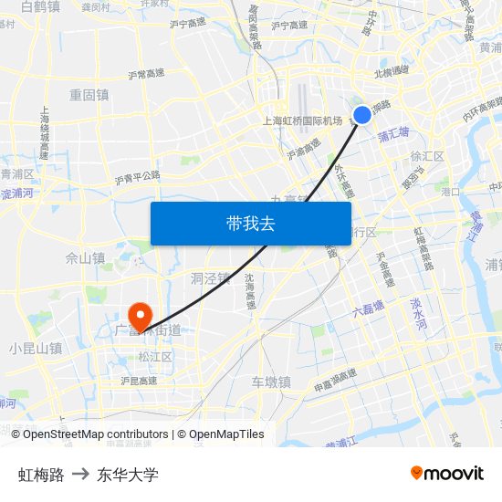 虹梅路 to 东华大学 map