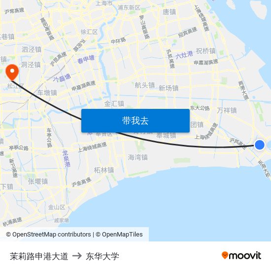 茉莉路申港大道 to 东华大学 map