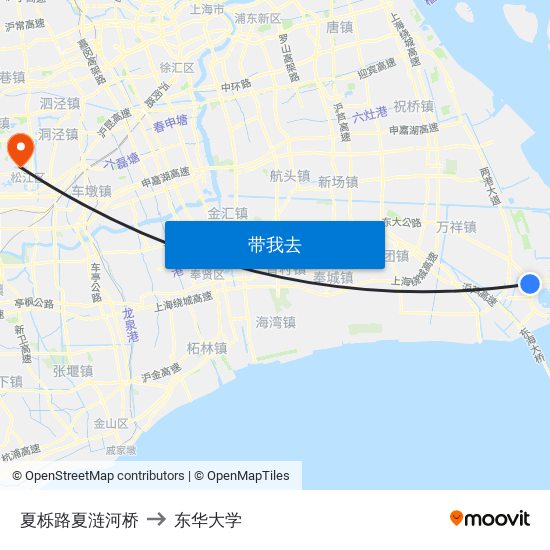 夏栎路夏涟河桥 to 东华大学 map