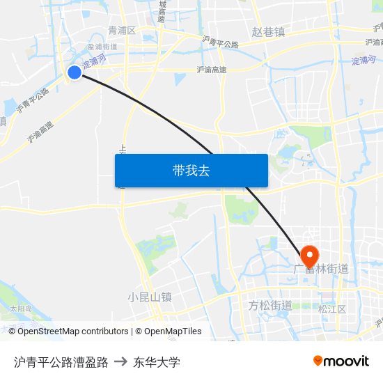 沪青平公路漕盈路 to 东华大学 map