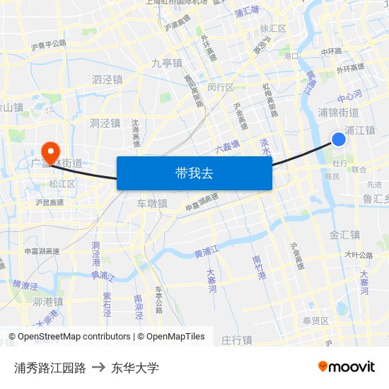 浦秀路江园路 to 东华大学 map