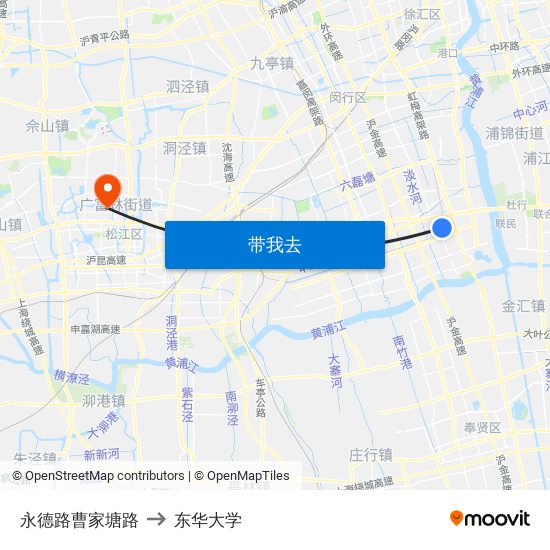 永德路曹家塘路 to 东华大学 map