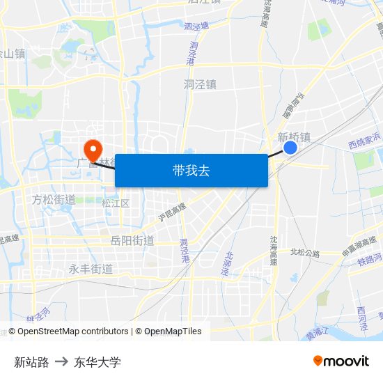 新站路 to 东华大学 map