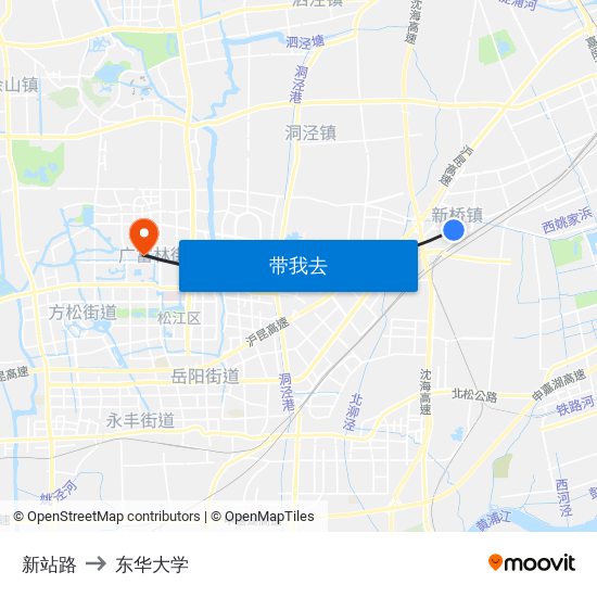 新站路 to 东华大学 map