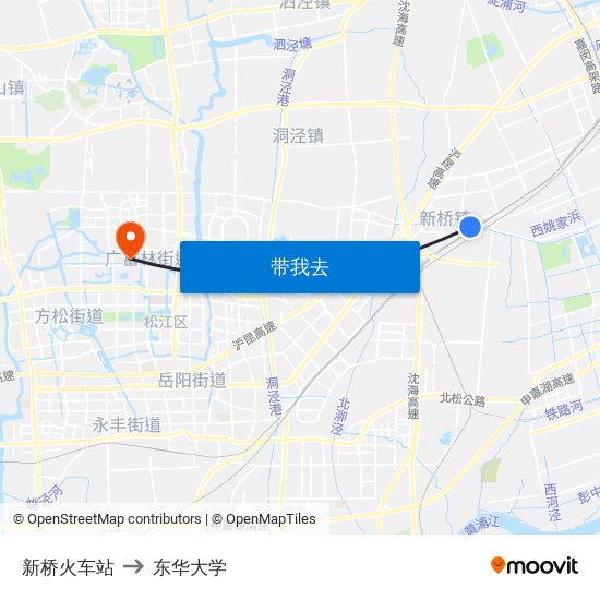 新桥火车站 to 东华大学 map