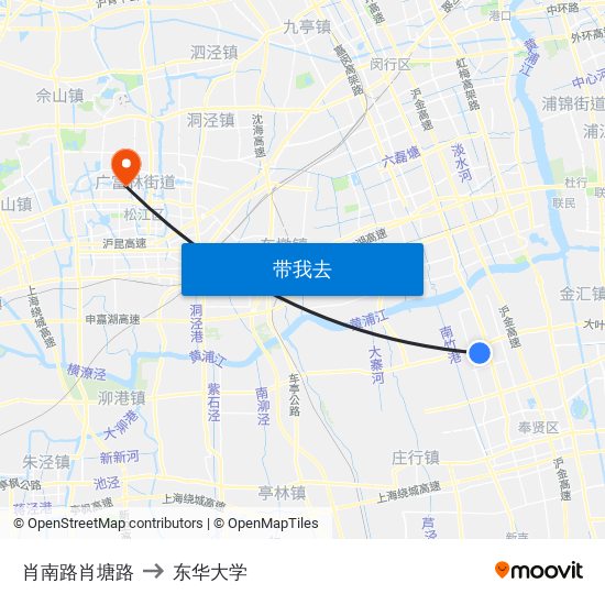 肖南路肖塘路 to 东华大学 map