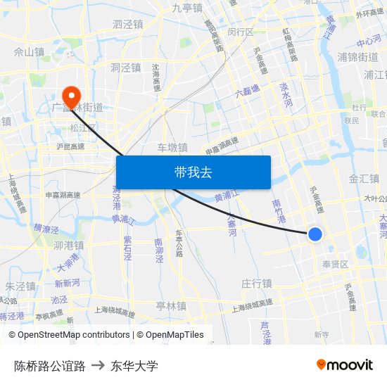 陈桥路公谊路 to 东华大学 map