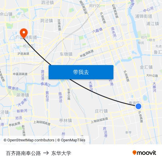 百齐路南奉公路 to 东华大学 map