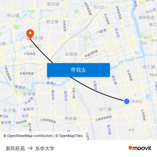 新民旺苑 to 东华大学 map