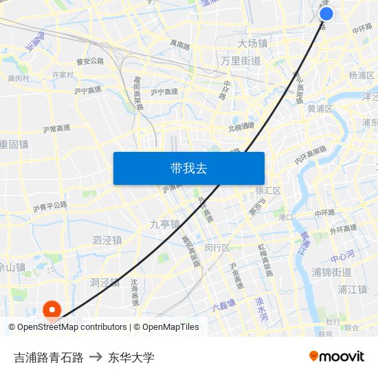 吉浦路青石路 to 东华大学 map