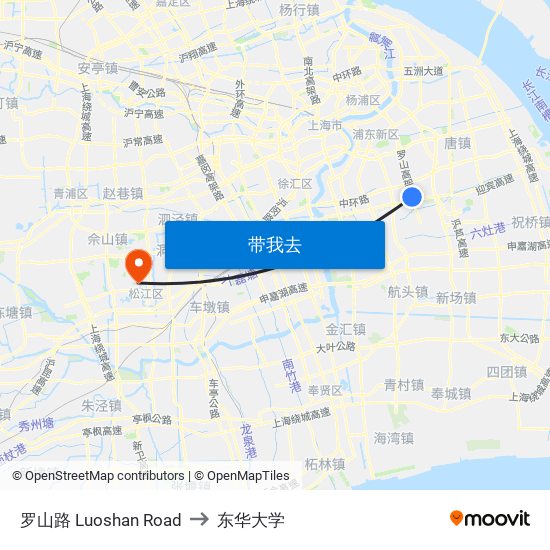 罗山路 Luoshan Road to 东华大学 map