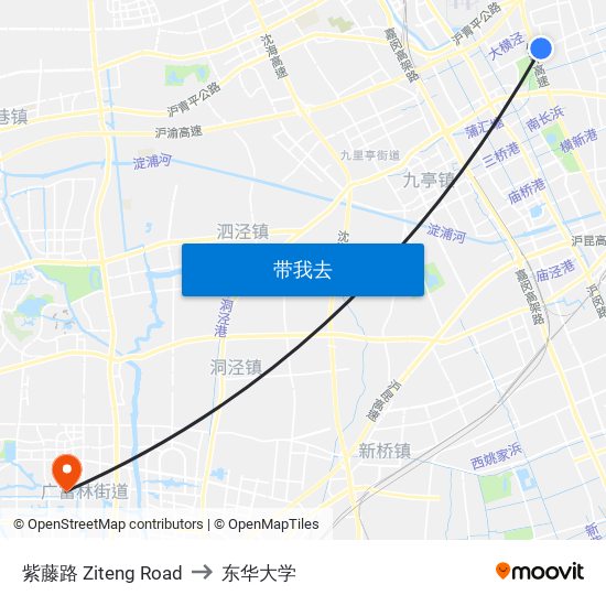 紫藤路 Ziteng Road to 东华大学 map