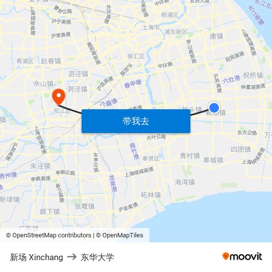 新场 Xinchang to 东华大学 map
