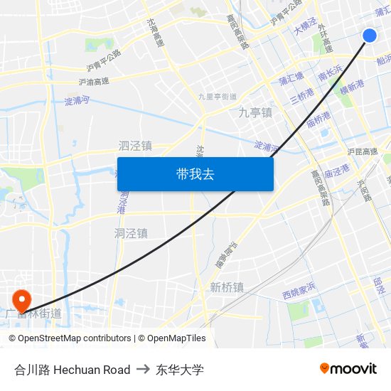合川路 Hechuan Road to 东华大学 map