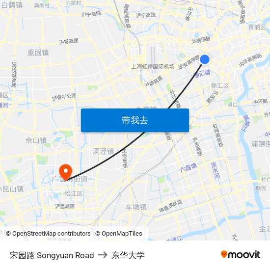 宋园路 Songyuan Road to 东华大学 map