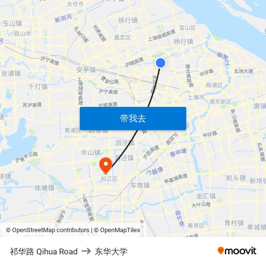 祁华路 Qihua Road to 东华大学 map