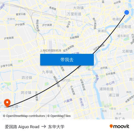 爱国路 Aiguo Road to 东华大学 map