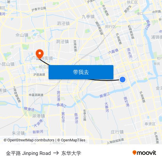 金平路 Jinping Road to 东华大学 map