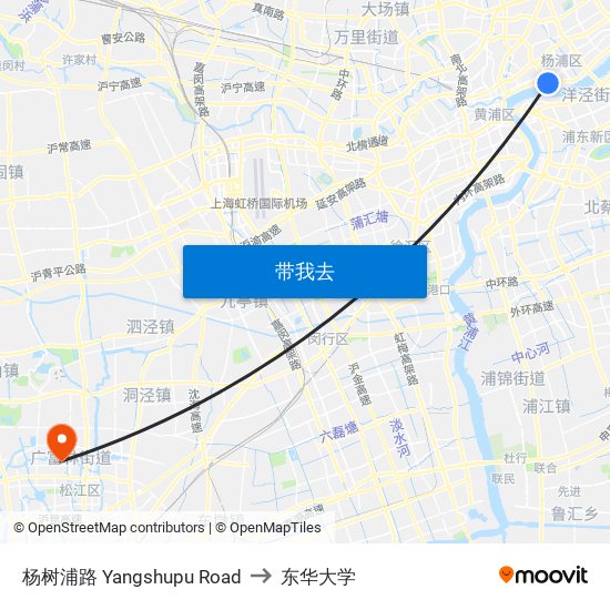 杨树浦路 Yangshupu Road to 东华大学 map