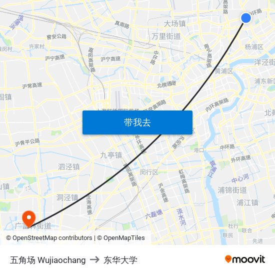 五角场 Wujiaochang to 东华大学 map