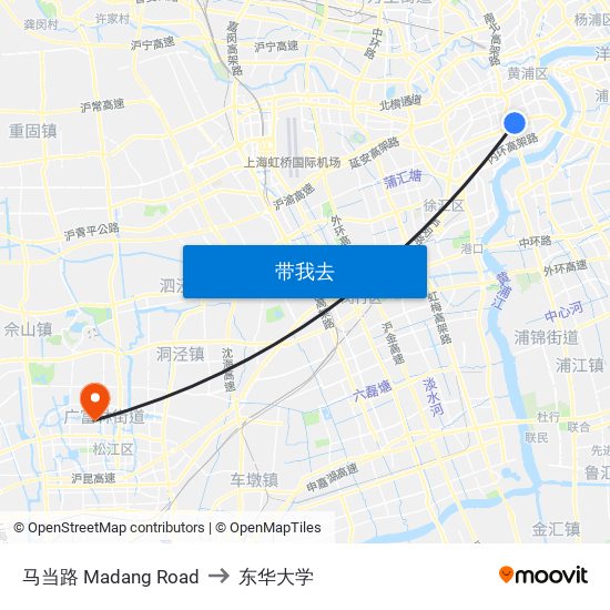 马当路 Madang Road to 东华大学 map