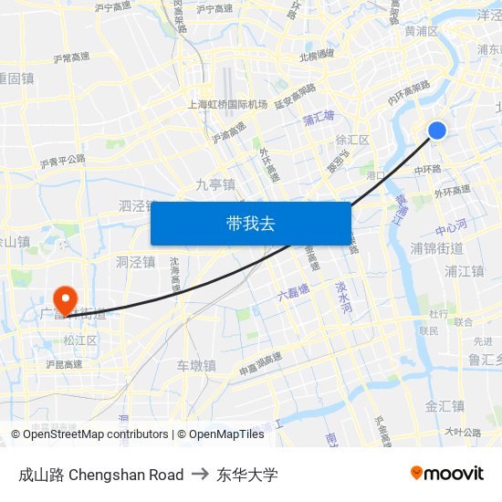 成山路 Chengshan Road to 东华大学 map