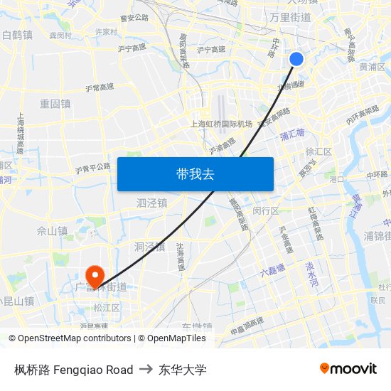 枫桥路 Fengqiao Road to 东华大学 map