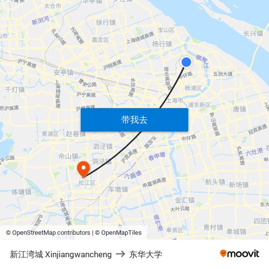 新江湾城 Xinjiangwancheng to 东华大学 map