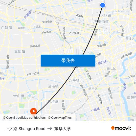 上大路 Shangda Road to 东华大学 map