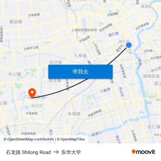 石龙路 Shilong Road to 东华大学 map