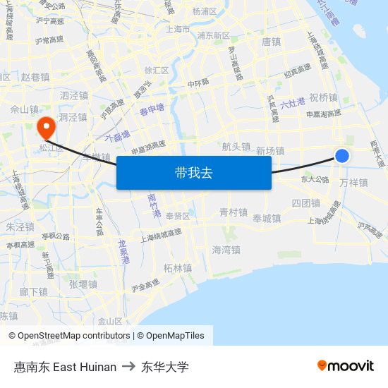 惠南东 East Huinan to 东华大学 map