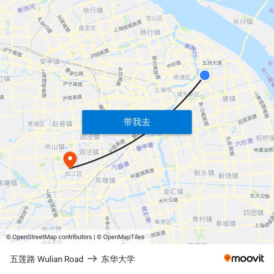 五莲路 Wulian Road to 东华大学 map