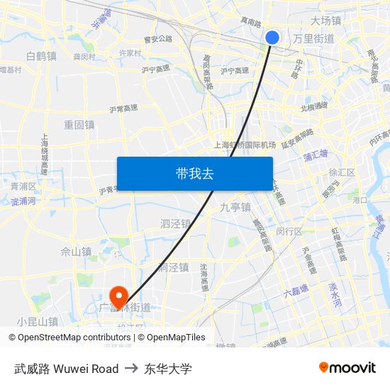 武威路 Wuwei Road to 东华大学 map