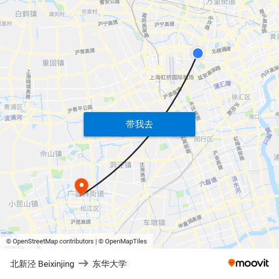 北新泾 Beixinjing to 东华大学 map