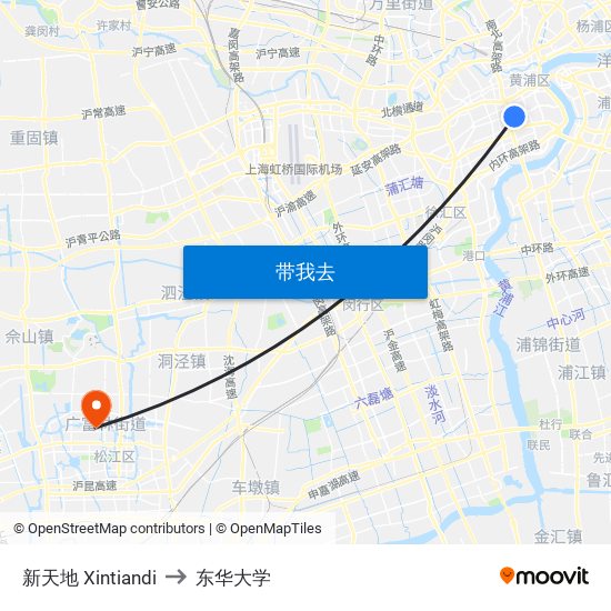 新天地 Xintiandi to 东华大学 map