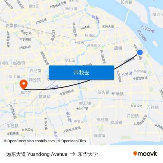 远东大道 Yuandong Avenue to 东华大学 map