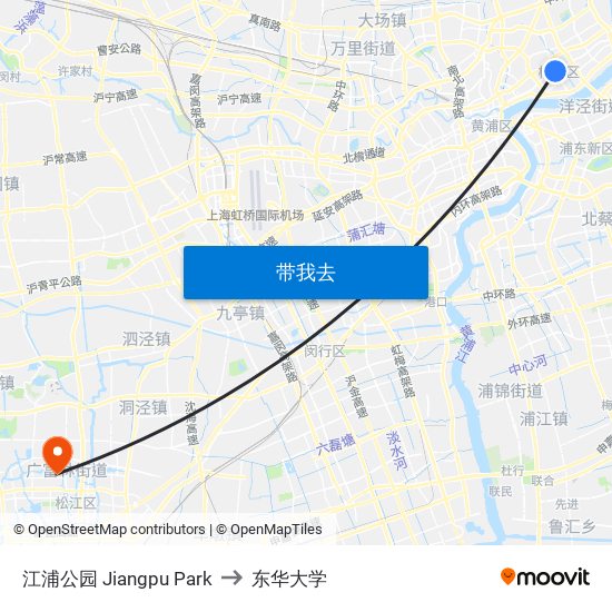 江浦公园 Jiangpu Park to 东华大学 map