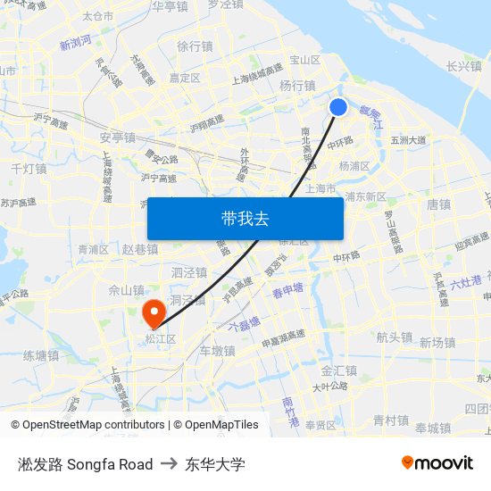 淞发路 Songfa Road to 东华大学 map