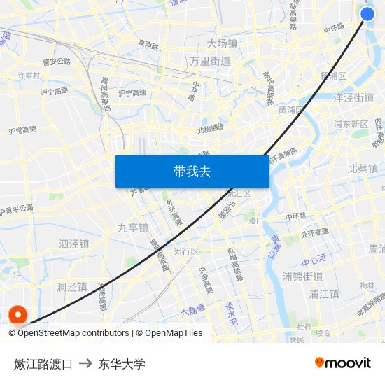 嫩江路渡口 to 东华大学 map