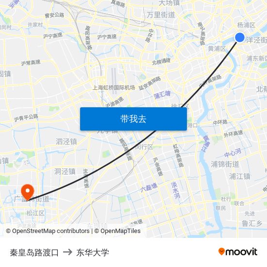 秦皇岛路渡口 to 东华大学 map