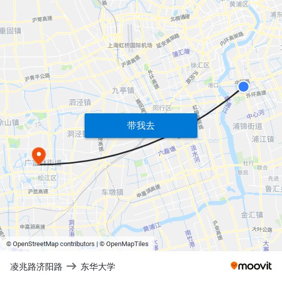 凌兆路济阳路 to 东华大学 map