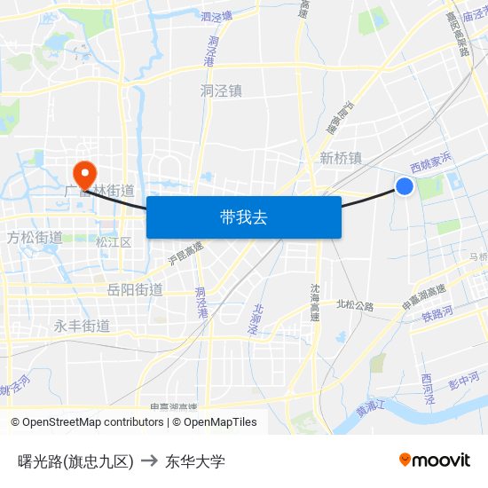 曙光路(旗忠九区) to 东华大学 map