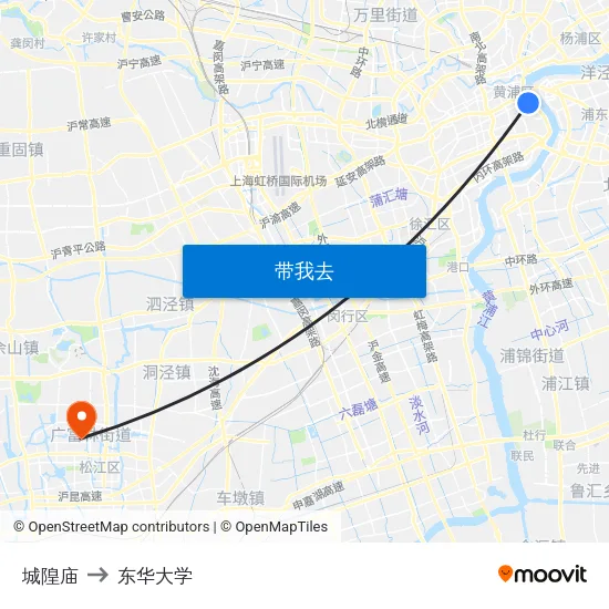 城隍庙 to 东华大学 map