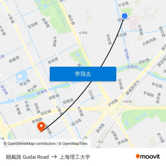 顾戴路 Gudai Road to 上海理工大学 map