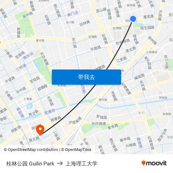 桂林公园 Guilin Park to 上海理工大学 map