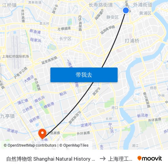 自然博物馆 Shanghai Natural History Museum to 上海理工大学 map
