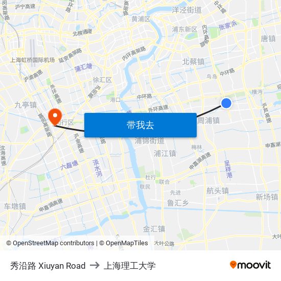 秀沿路 Xiuyan Road to 上海理工大学 map